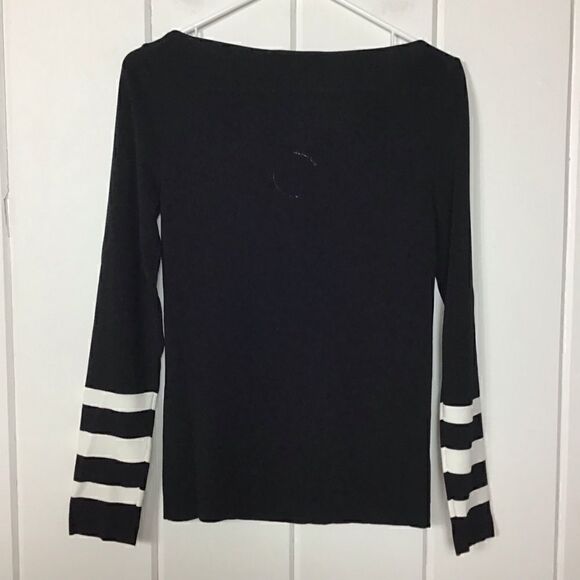 Adrienne Vittadini Black White Stripe Top - S - Picture 5 of 6